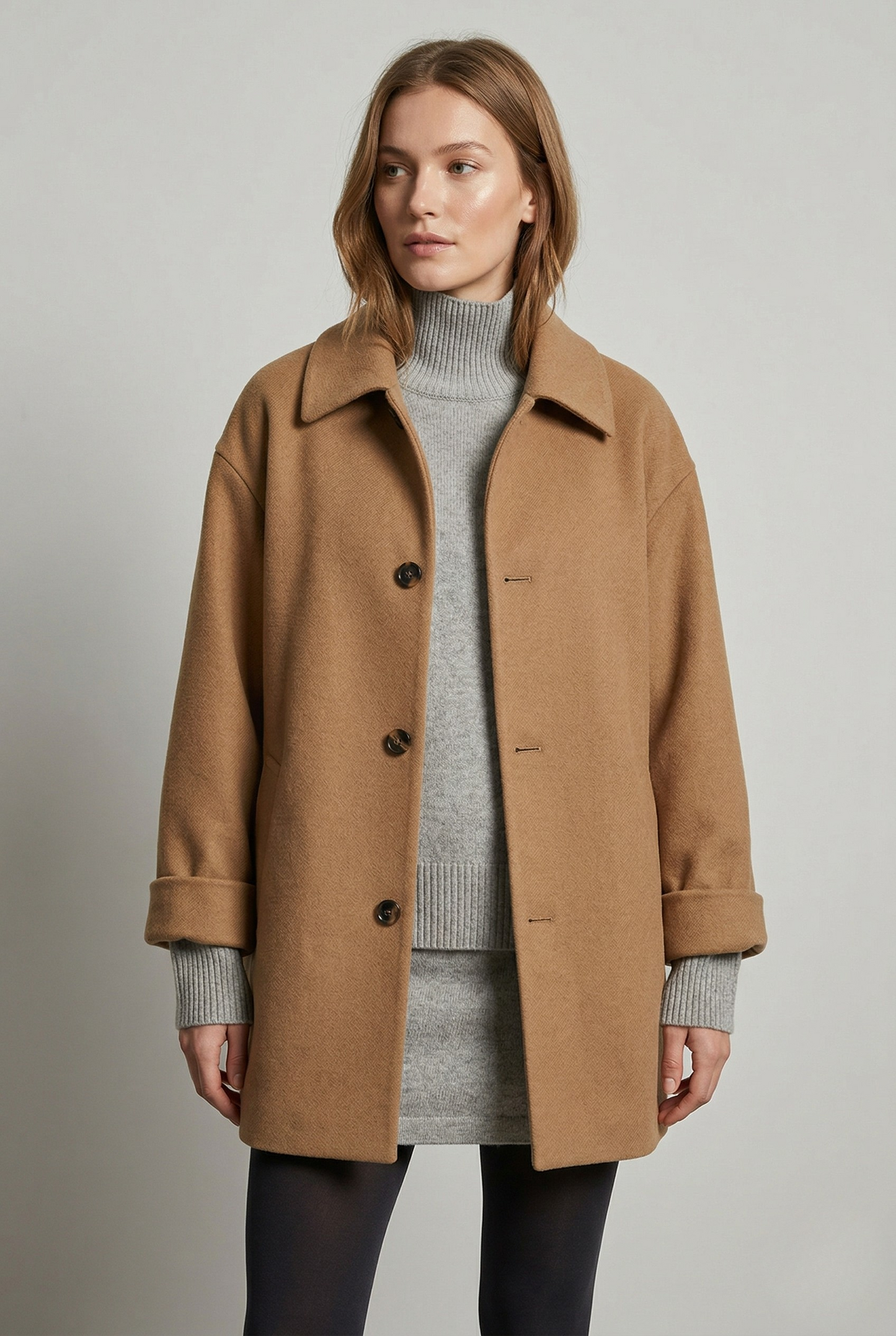 Vibonanza | Dames Camel Trenchcoat Wolmix