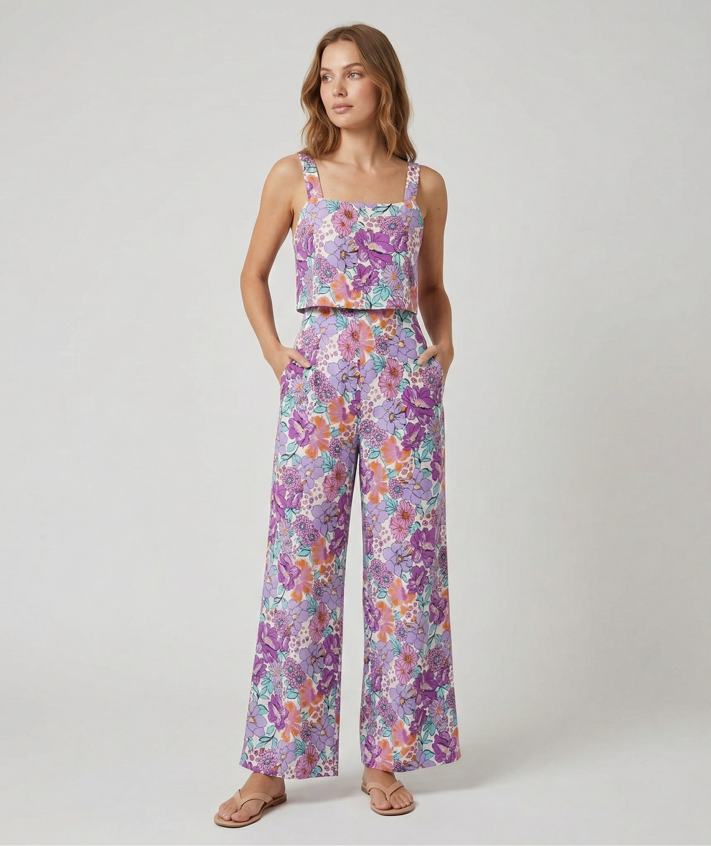 Vibonanza | Dames Zomerbloemen Jumpsuit met Wijde Pijpen