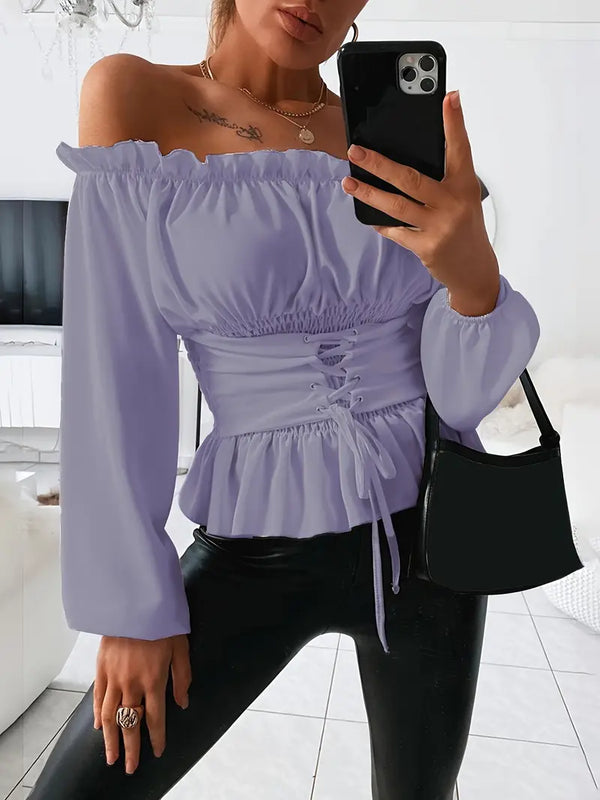 Vibonanza | Dames Off-Shoulder Blouse met Lange Mouwen