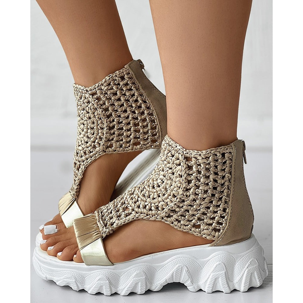 Vibonanza | Dames Zomersandalen Gevlochten Open design