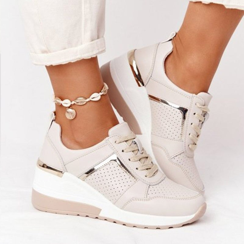 Vibonanza | Orthopedische Beige Wedge Sneakers Dames