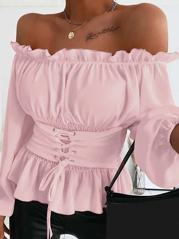 Vibonanza | Dames Off-Shoulder Blouse met Lange Mouwen