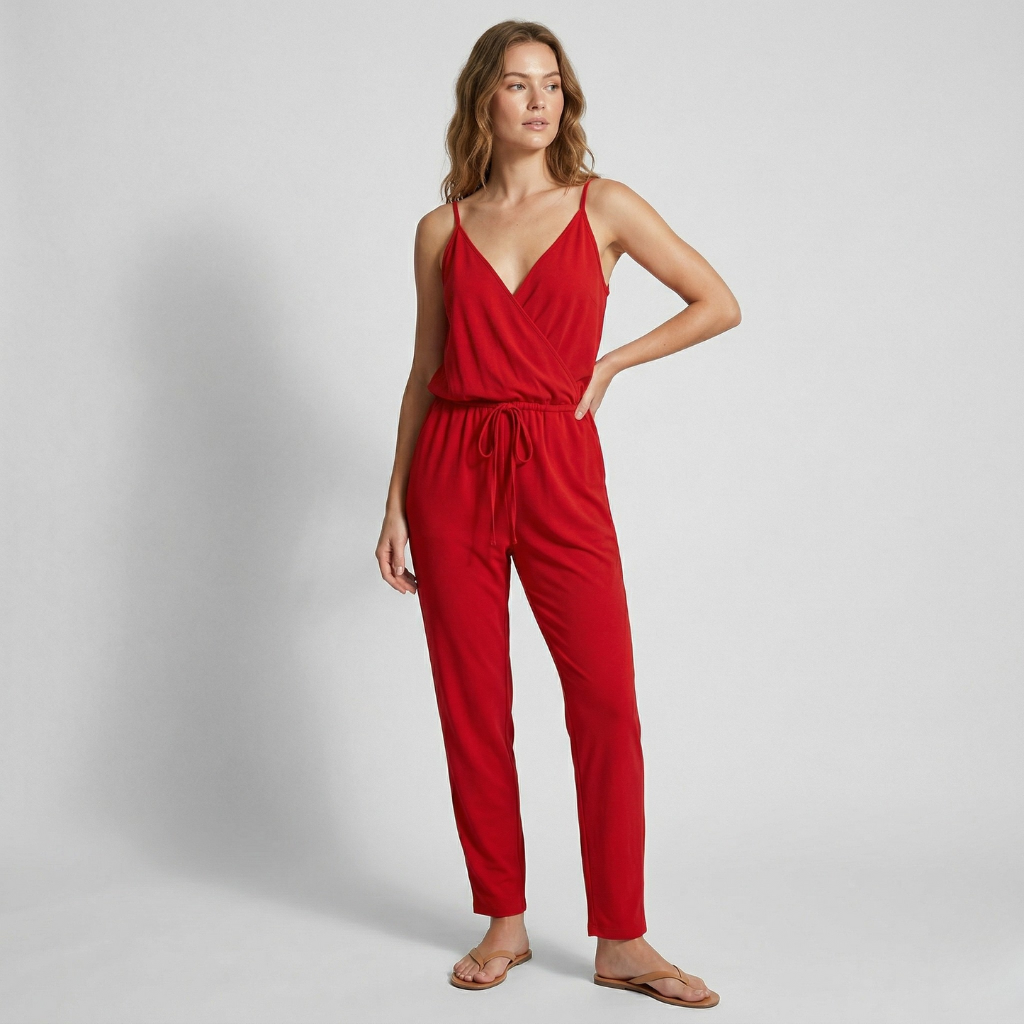Vibonanza | Dames Mouwloze Olijfgroene Jumpsuit
