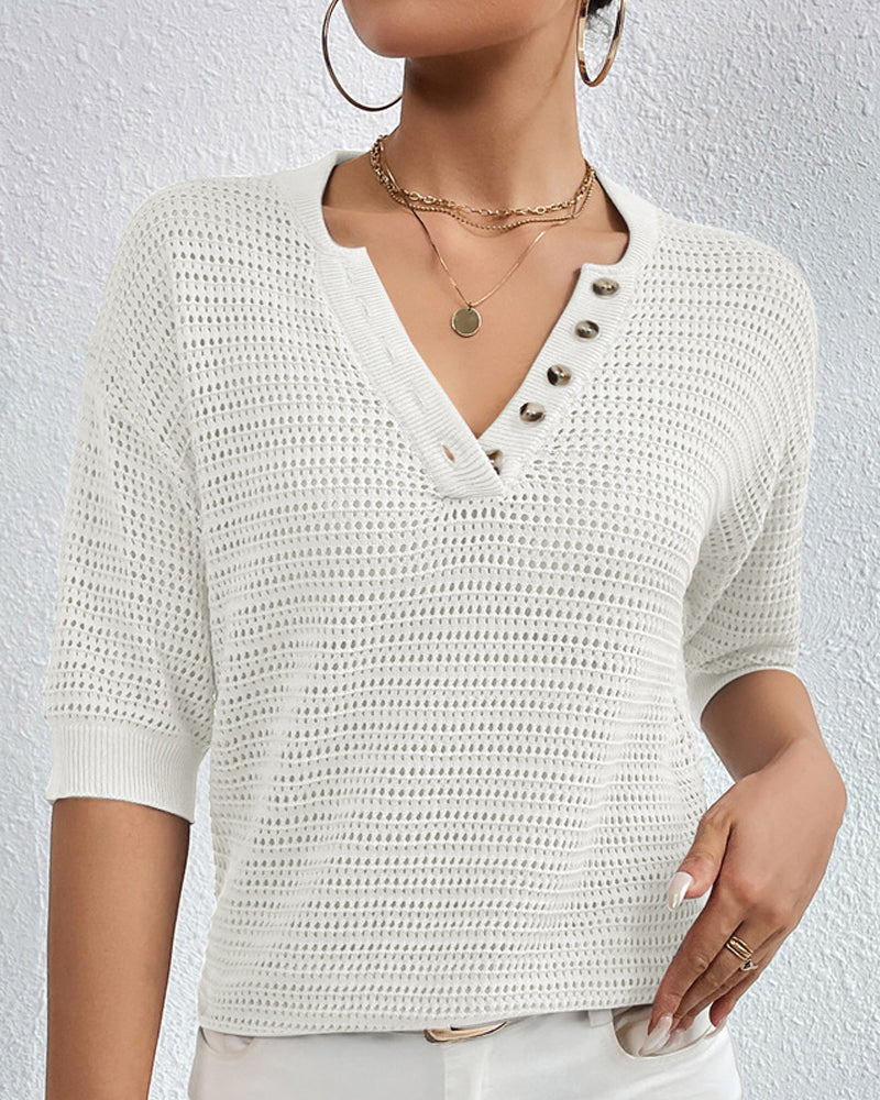 Vibonanza | Damesblouse V-hals Korte Mouw