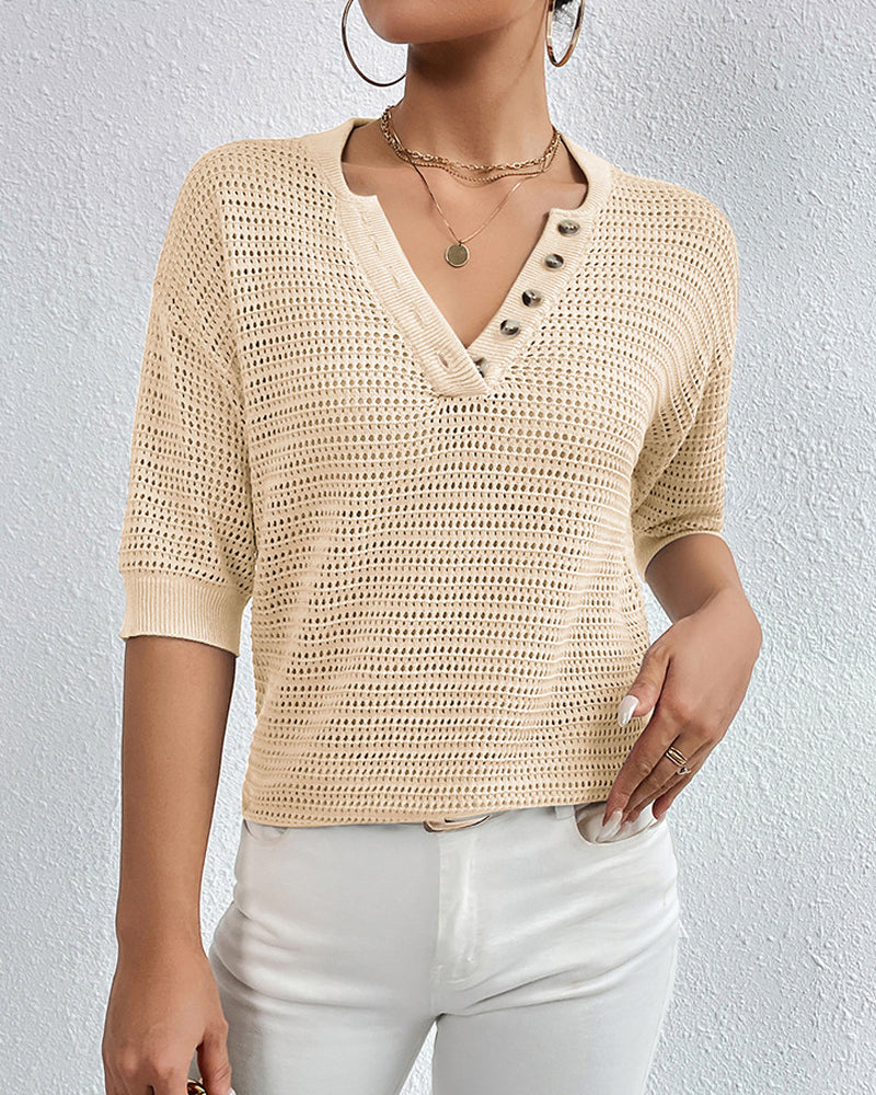 Vibonanza | Damesblouse V-hals Korte Mouw
