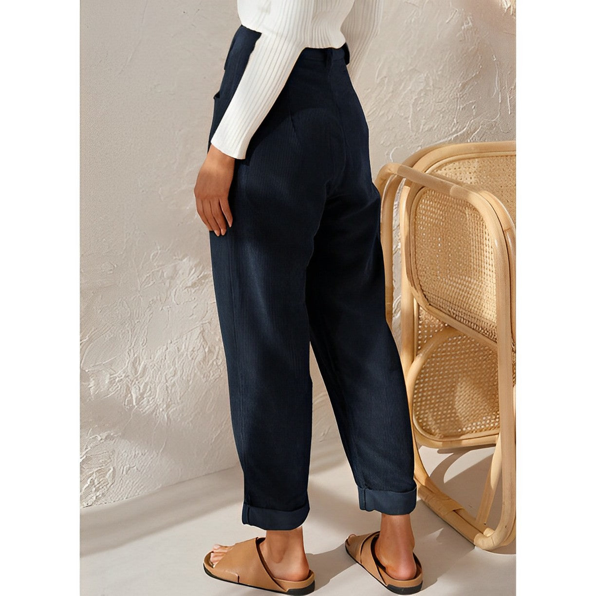 Vibonanza | Vintage Hoge Taille Corduroy Broek