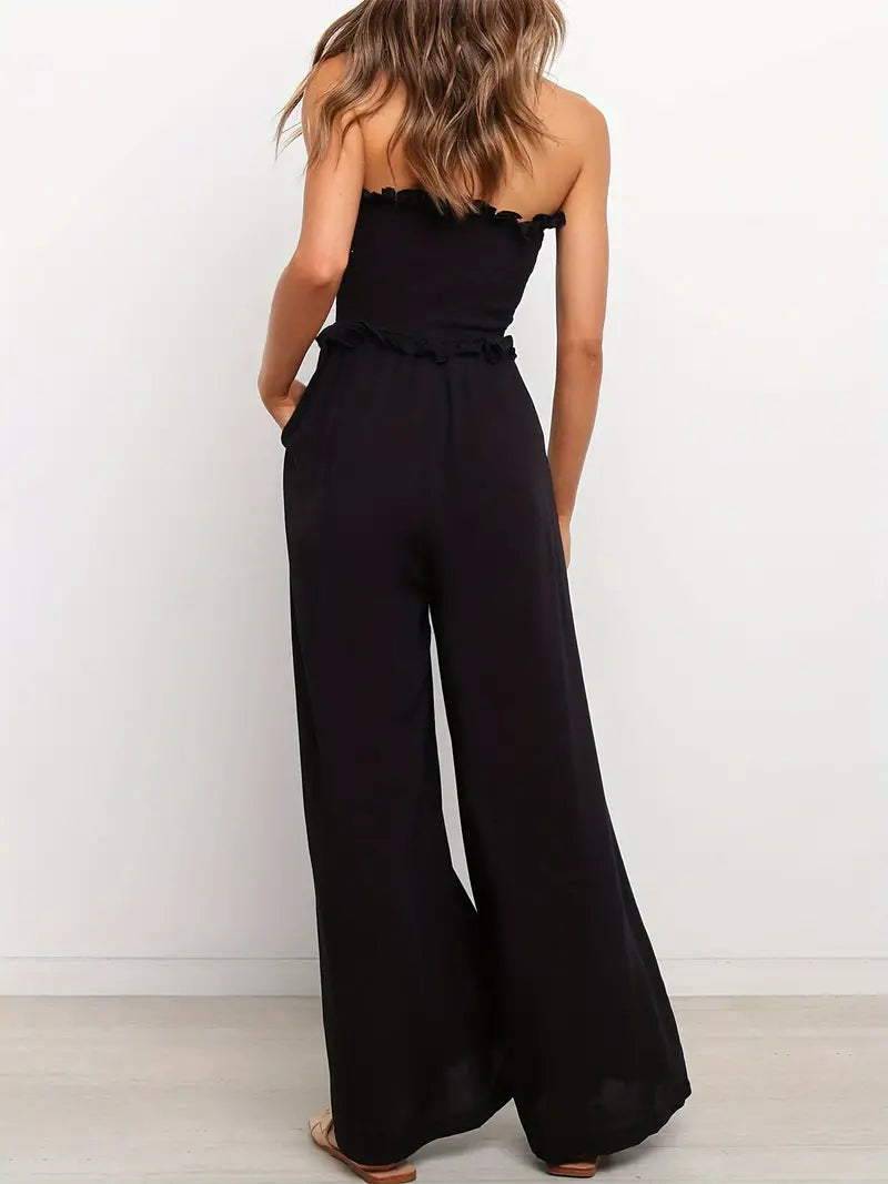 Vibonanza | Strapless Zwarte Jumpsuit Dames
