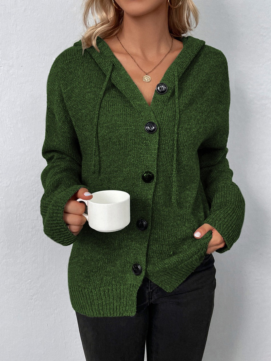 Vibonanza | Groen Vest met Capuchon en Knopen