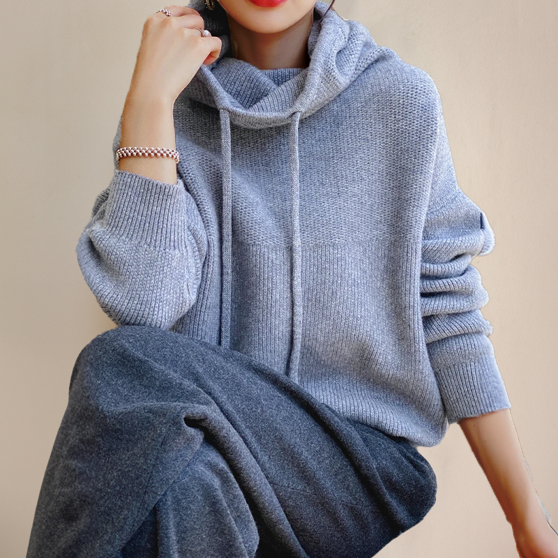Vibonanza | Dames Oversized Blauwe Turtleneck Coltrui