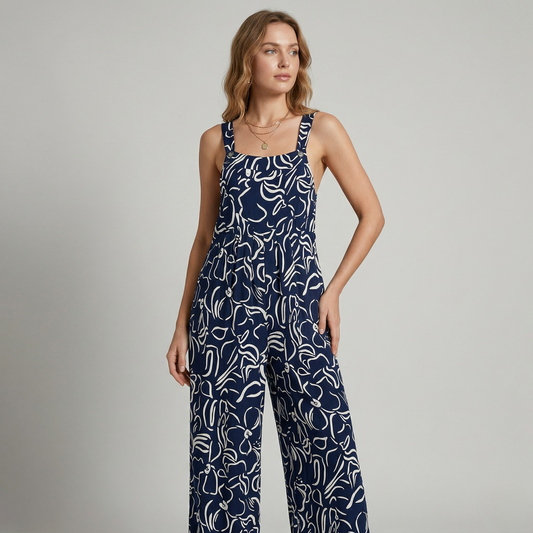 Vibonanza | Zomerse Dames Jumpsuit met Zakken en Abstract Patroon