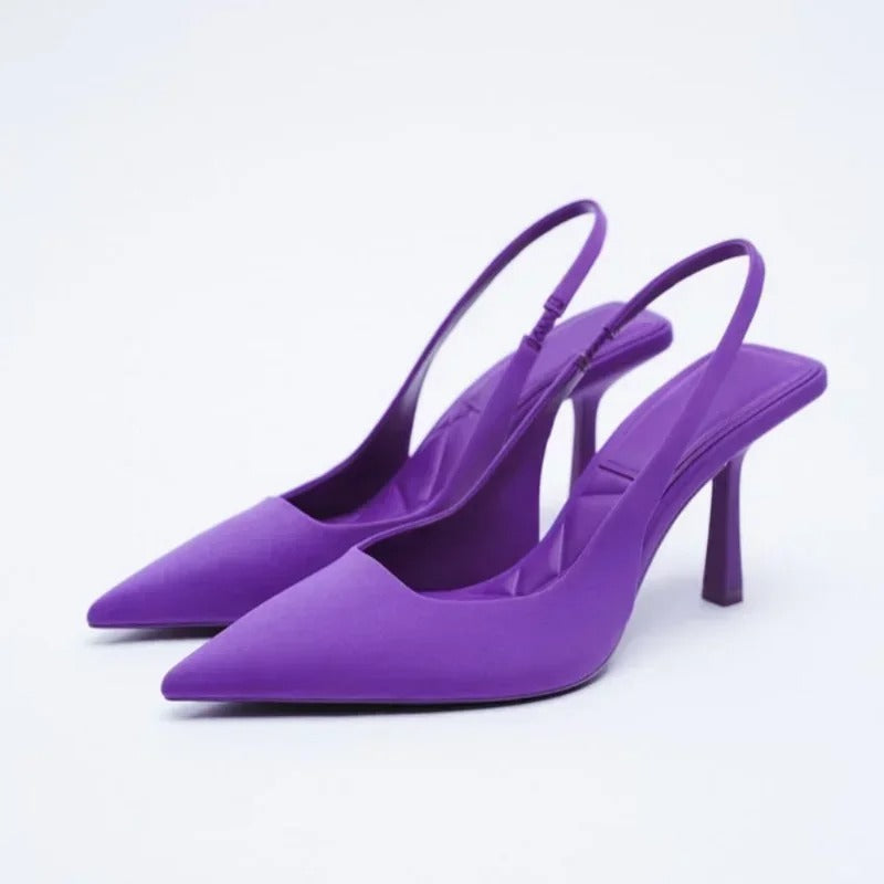 Vibonanza | Slingback Pumps Dames Satin Stiletto Puntige Neus