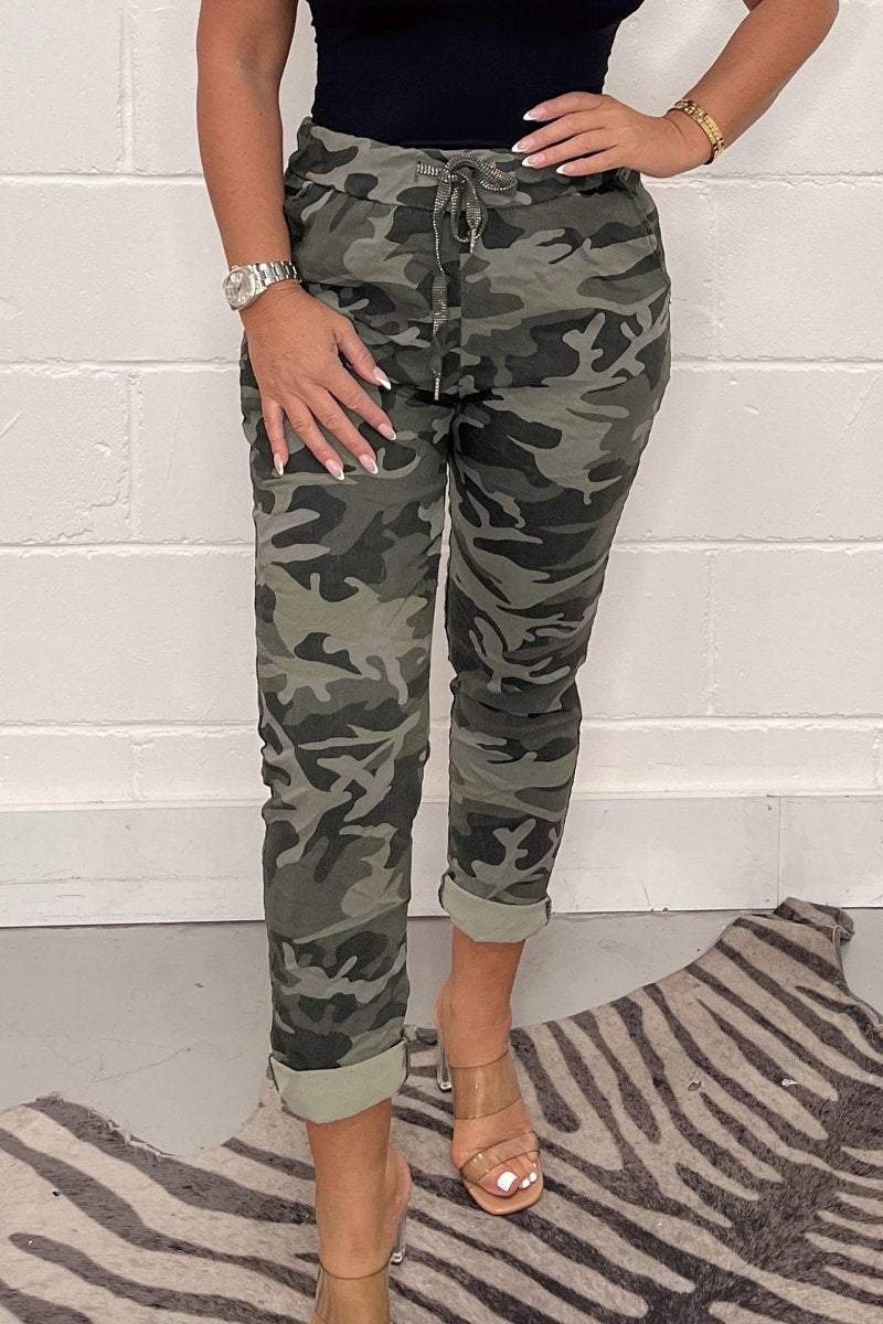 Vibonanza | Camouflage Joggerbroek met Elastische Tailleband