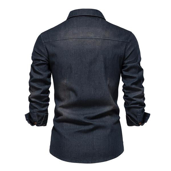 Vibonanza | Heren Denim Overhemd Vintage Wassing