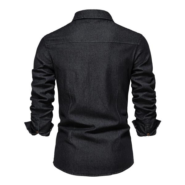 Vibonanza | Heren Denim Overhemd Vintage Wassing