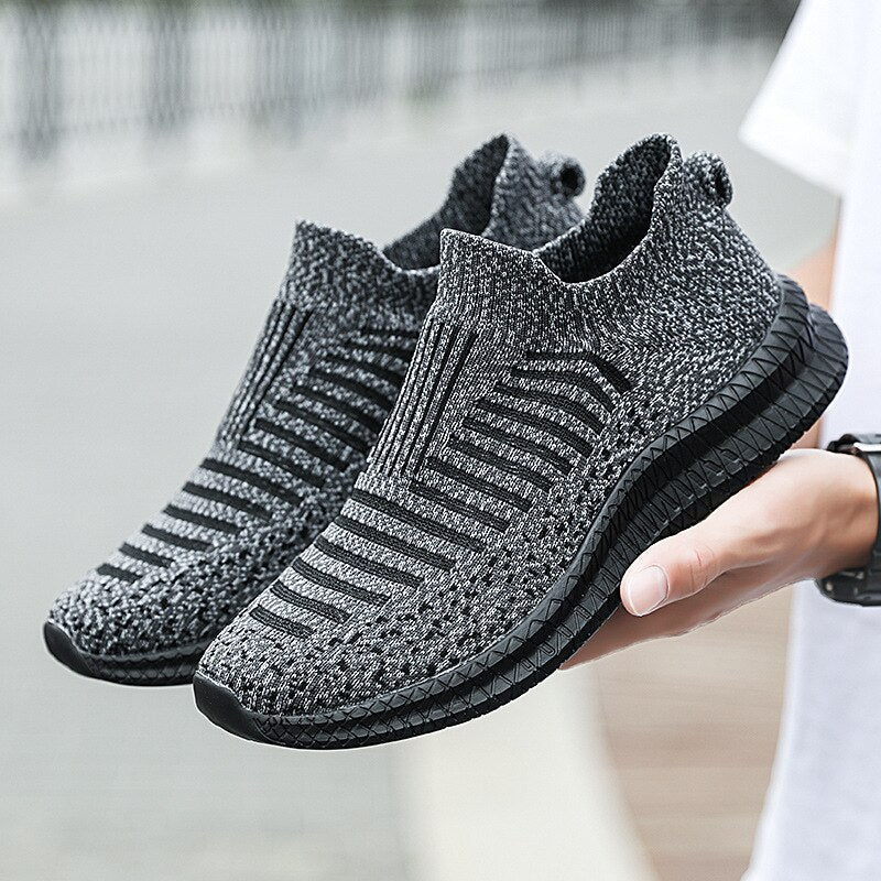 Vibonanza | Herensneakers Slip-On Lichtgewicht Grijs Zwart