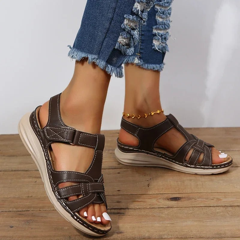 Vibonanza | Orthopedische Leren Sandalen met Klittenbandsluiting