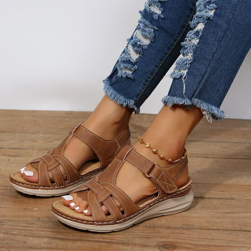 Vibonanza | Orthopedische Leren Sandalen met Klittenbandsluiting