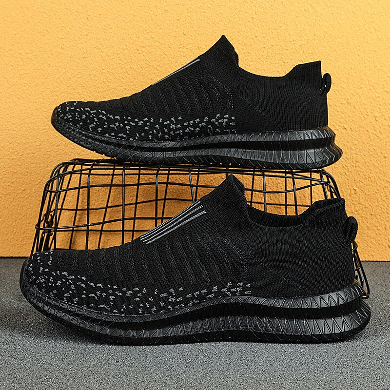 Vibonanza | Herensneakers Slip-On Lichtgewicht Grijs Zwart