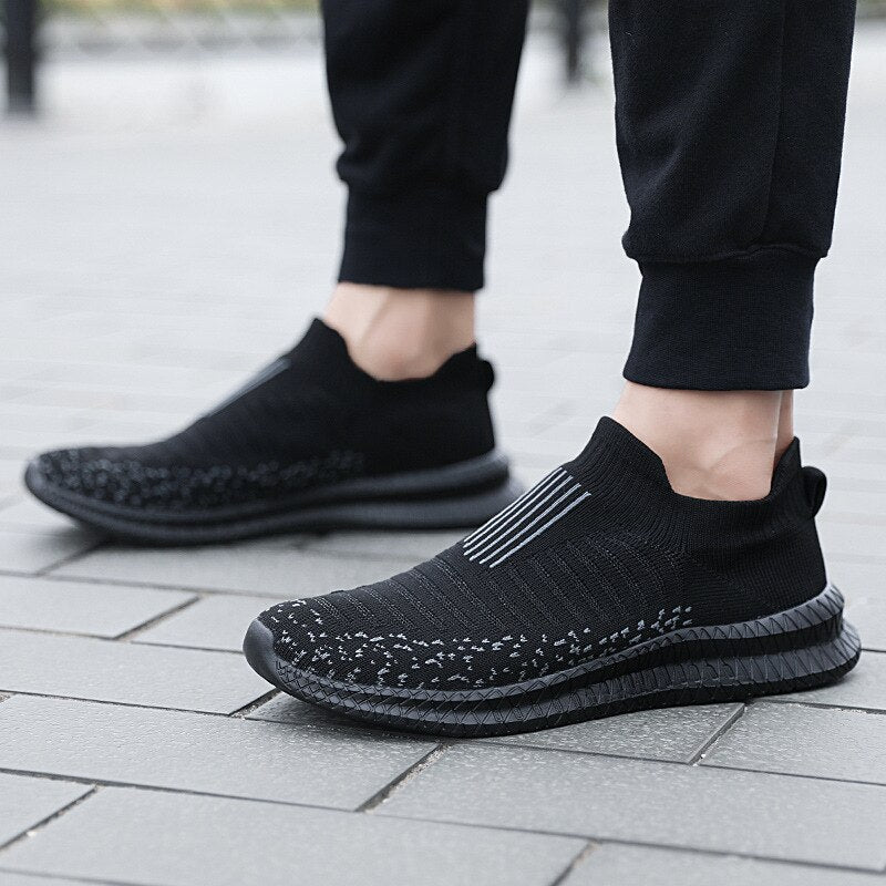 Vibonanza | Herensneakers Slip-On Lichtgewicht Grijs Zwart