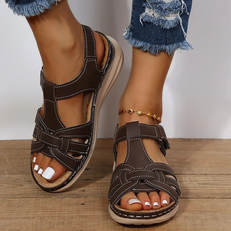 Vibonanza | Orthopedische Leren Sandalen met Klittenbandsluiting