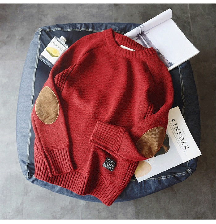 Vibonanza | Heren Wintertrui met Leren Elleboog Patches