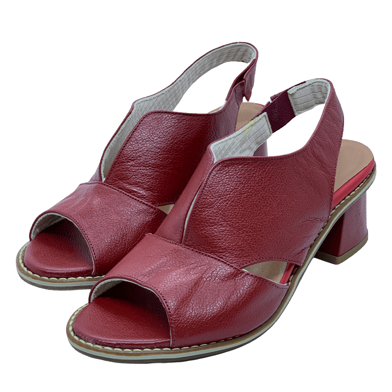 Vibonanza | Leren Dames Slingback Sandalen met Blokhak Bruin
