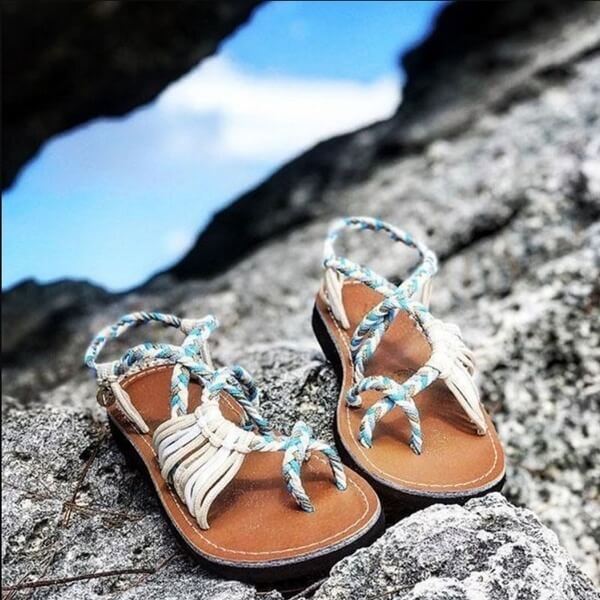 Vibonanza | Dames Handgeweven Lace-Up Sandalen