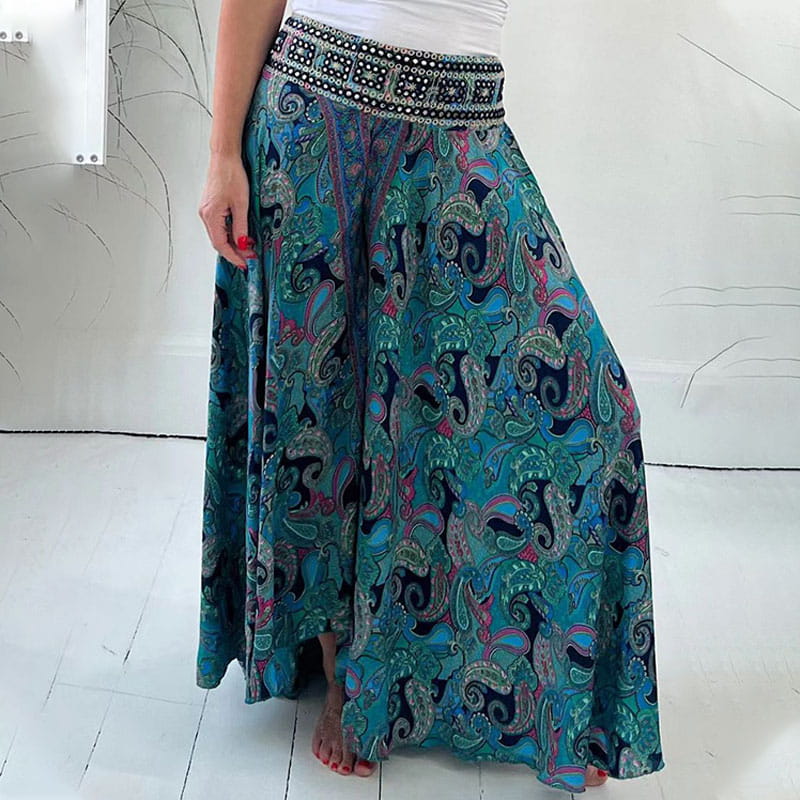 Vibonanza | Luchtige Palazzo Broek met Paisley Print