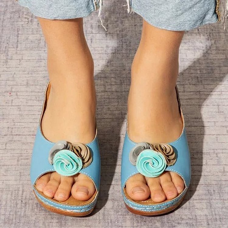 Vibonanza | Orthopedische Leren Sandalen Met Bloemendetails