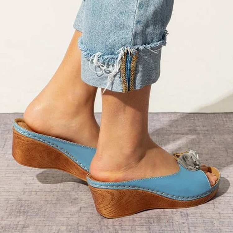 Vibonanza | Orthopedische Leren Sandalen Met Bloemendetails