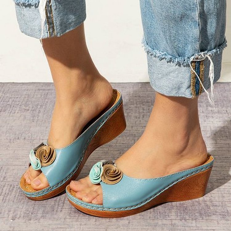 Vibonanza | Orthopedische Leren Sandalen Met Bloemendetails