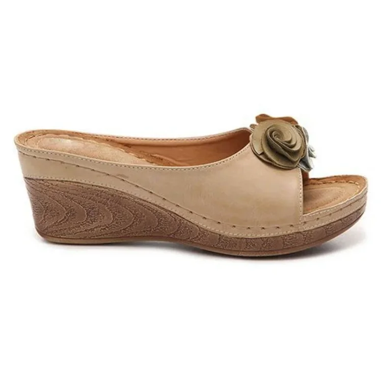 Vibonanza | Orthopedische Leren Sandalen Met Bloemendetails