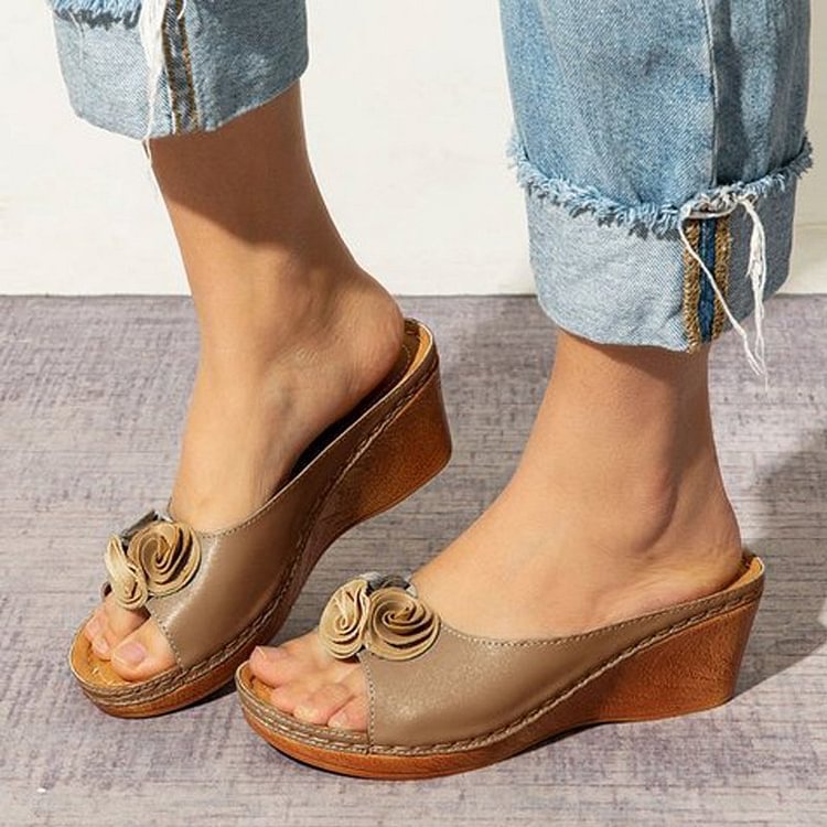 Vibonanza | Orthopedische Leren Sandalen Met Bloemendetails