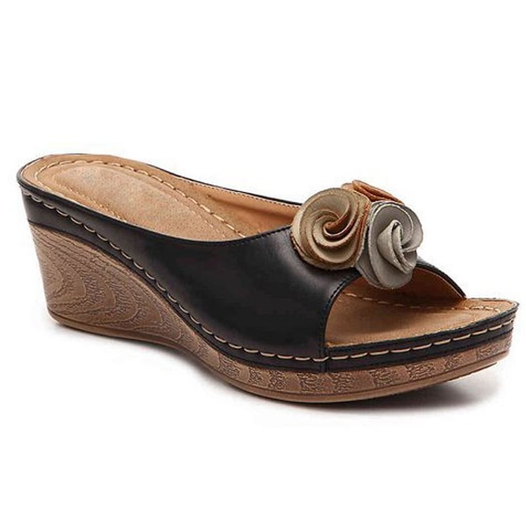 Vibonanza | Orthopedische Leren Sandalen Met Bloemendetails