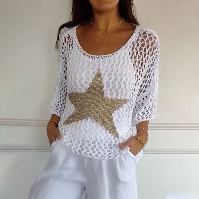 Vibonanza | Dames Gebreide Luchtige Blouse
