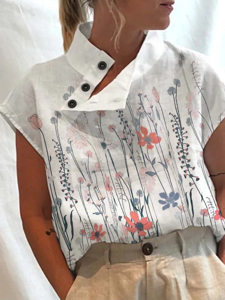 Vibonanza | Korte Mouw Bloemenprint Blouse