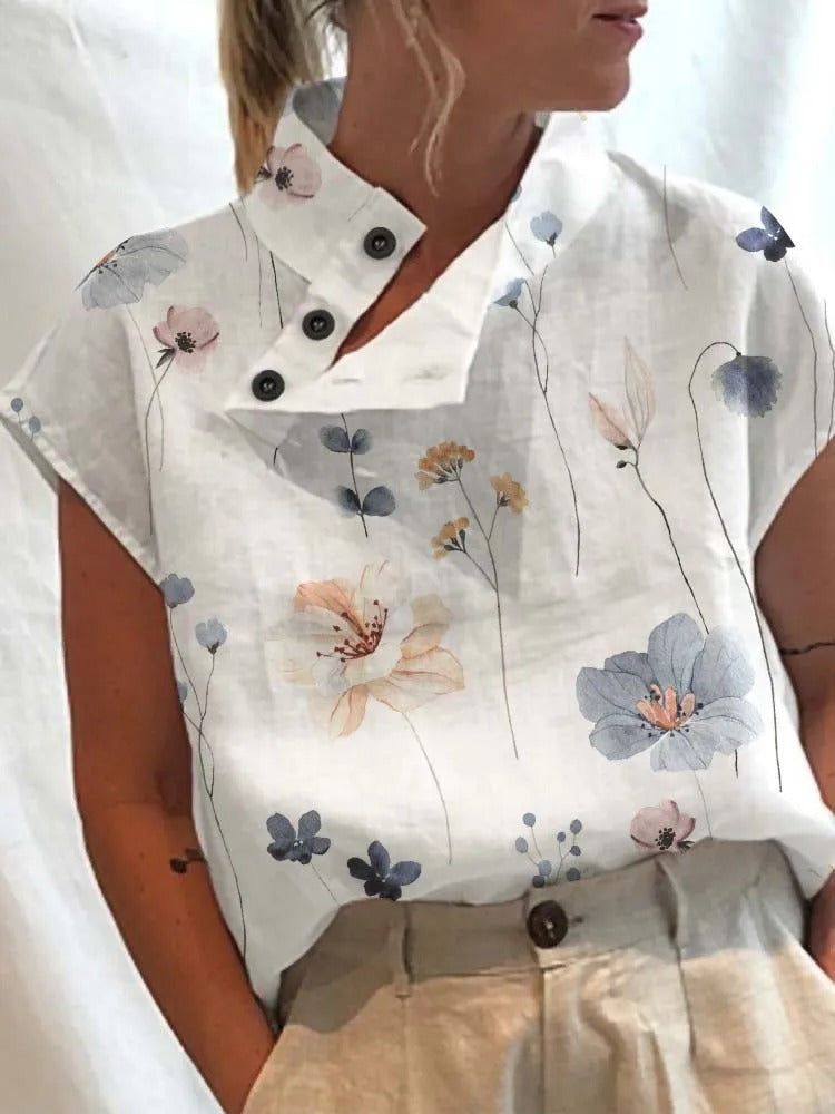Vibonanza | Korte Mouw Bloemenprint Blouse