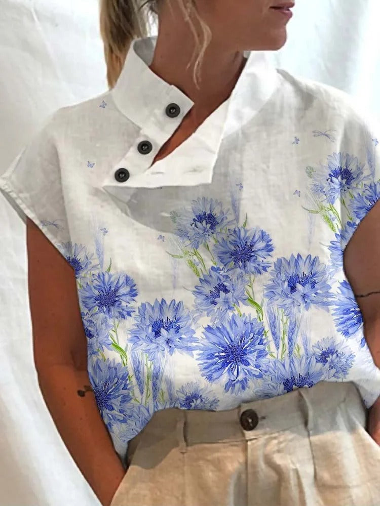 Vibonanza | Korte Mouw Bloemenprint Blouse