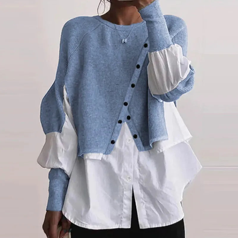 Vibonanza | Elegante Geometrische Dames Cardigan-Blouse