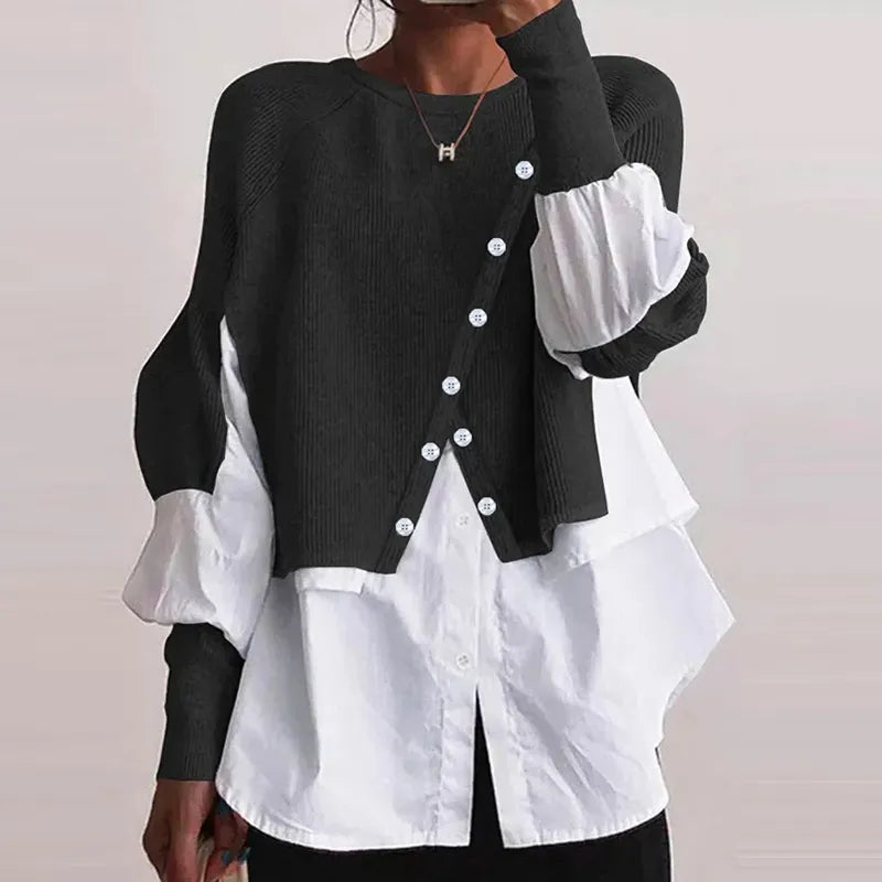 Vibonanza | Elegante Geometrische Dames Cardigan-Blouse