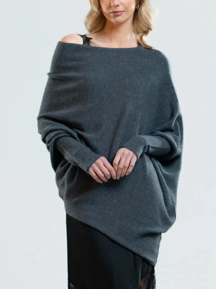 Vibonanza | Gedrapeerde Asymmetrische Trui Olive Groen