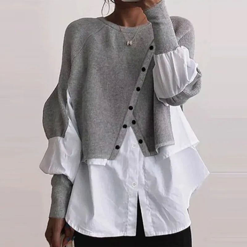 Vibonanza | Elegante Geometrische Dames Cardigan-Blouse