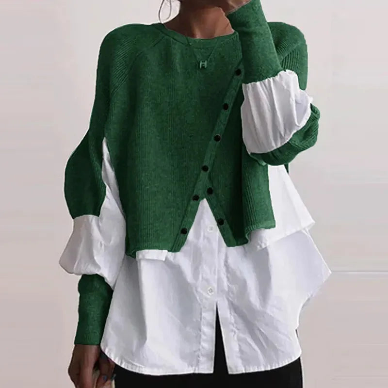 Vibonanza | Elegante Geometrische Dames Cardigan-Blouse