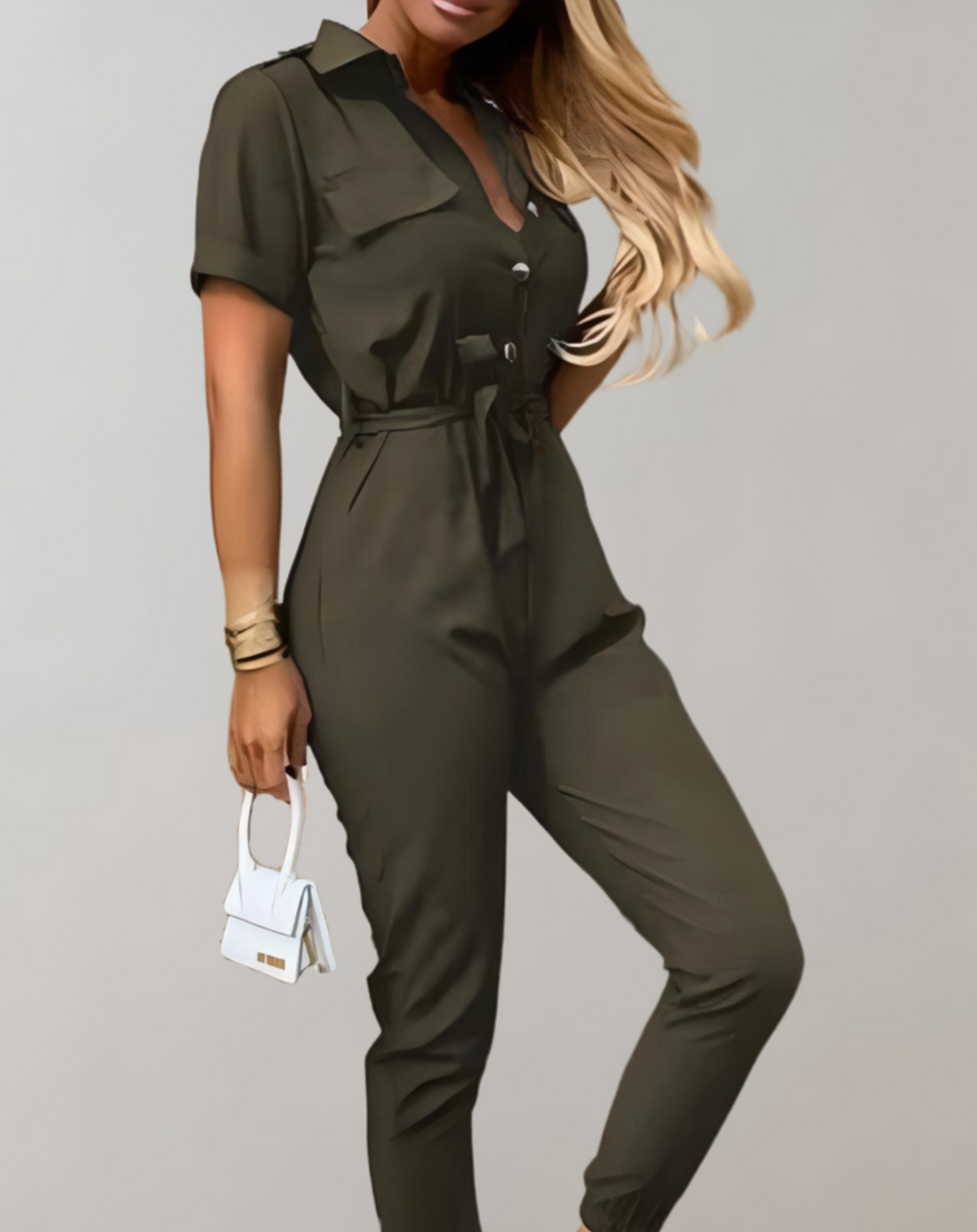 Vibonanza | Dames Chic Jumpsuit Met Knoopsluiting Blauw