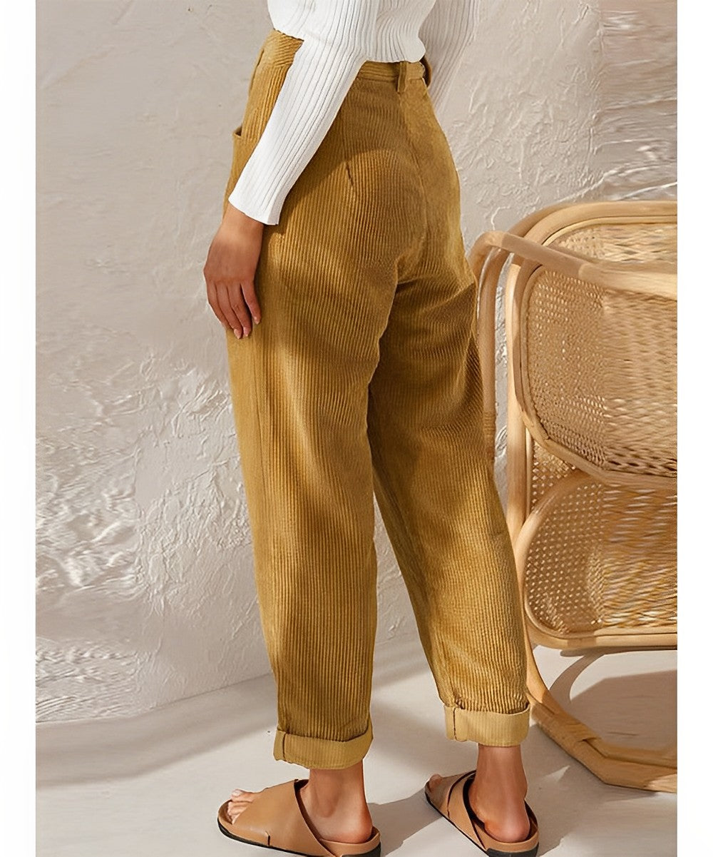 Vibonanza | Vintage Hoge Taille Corduroy Broek