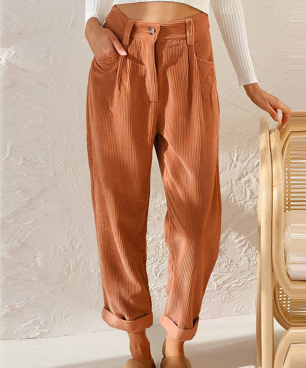 Vibonanza | Vintage Hoge Taille Corduroy Broek